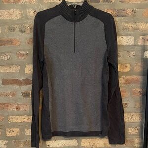 Eddie Bauer Merino Wool Blend Charcoal Gray and Black Half-Zip Sweater